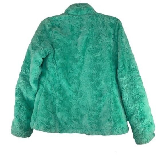 North Face Reversible Jacket Grey Exterior and Teal/ Mint Osito Full Zip - Picture 7 of 8